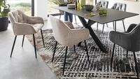 ACTONA GROUP Stuhl 2er Set Stuhl Brooke Armlehnstuhl beige Metallgestell schwarz