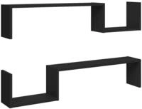 vidaXL Wandregal, Regale 2 Stk. Schwarz 100x15x20 cm Holzwerkstoff
