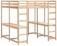 vidaXL Bett Hochbett mit Schreibtisch & Leiter 140x200 cm Massivholz Kiefer
