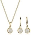 Elli Schmuckset Mondstein Weiß 925 Sterling Silber vergoldet Elli Schmuckset Mondstein Weiß 925 Sterling Silber vergoldet