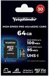 Voigtl&auml;nder 64GB microSDXC Prof. High-Speed UHS-I Speicherkarte