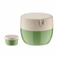 KOZIOL Lunchbox Bentobox M Nature Leaf Green, Kunststoff-Holz-Mix