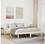 vidaXL Bett, Massivholzbett Extra Lang ohne Matratze Wei&szlig; 160x220 Kieferholz