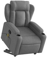vidaXL Massagesessel, Relaxsessel mit Aufstehhilfe Dunkelgrau Stoff