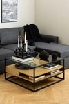 ACTONA GROUP Couchtisch in Wildeiche, schwarz, MDF, Stahl - 80x40x80cm (BxHxT)