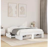 vidaXL Bett, Bettgestell Wei&szlig; 140x200 cm Holzwerkstoff