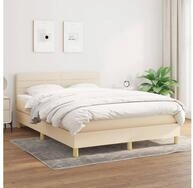 vidaXL Bettgestell vidaXL Boxspringbett mit Matratze Creme 140x200 cm Stoff
