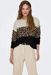 Rundhalspullover ONLY "ONLJADE ANIMAL LS O-NECK NOOS KNT", Damen, Gr. S, beige