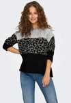 ONLY Rundhalspullover ONLJADE ANIMAL LS O-NECK NOOS KNT Kunstfaser, regular fit