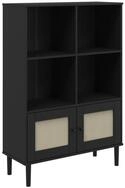 vidaXL B&uuml;cherregal B&uuml;cherschrank SENJA Rattan-Look Schwarz 90x35x130cm...