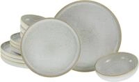 creaTable Teller-Set Uno Vintage Offwhite, Teller Set 12-tlg (12-tlg), 4 Personen,
