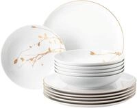 Seltmann Weiden Tafelservice Geschirr-Set, 12 Teile, Liberty Golden Rose Hip