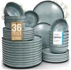 PURE LIVING INTERIOR DESIGN Geschirr-Set Steingut Geschirrset 12 Personen Rustic 36