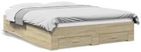 vidaXL Bettgestell, Bettrahmen mit Schubladen Sonoma-Eiche 160x200cm...