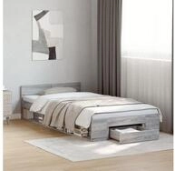 vidaXL Bett, Bettgestell mit Schublade Grau Sonoma 90x190 cm Holzwerkstoff