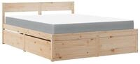 vidaXL Bett Bett mit Schubladen und Matratze 160x200 cm Massivholz Kiefer