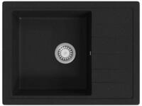 vidaXL K&uuml;chensp&uuml;le, Einbausp&uuml;le mit &Uuml;berlauf Oval Schwarz Granit