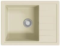 vidaXL K&uuml;chensp&uuml;le, Einbausp&uuml;le mit &Uuml;berlauf Oval Beige Granit