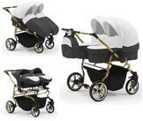 BabyMerc Zwillingswagen Duet Lux Gold 4 in 1 inkl. Sportsitze und Autositze in 20