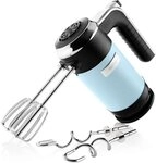 Westinghouse Handmixer Retro-Serie 350 W 5 Stufen mit Turbo LCD-Timer und Knethaken,