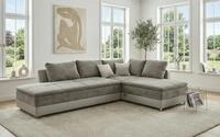 luma-home Ecksofa 15101, Dauerschl&auml;fer-Doppelbett B306/T223/H95 cm, Bettkasten,