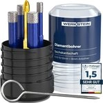 Werkstein Fliesenbohrer Set - 6I8I10I12mm Glasbohrer & 6mm Karbid-Anbohrer, (5-tlg),