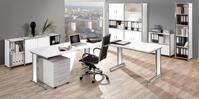 KERKMANN Schreibtisch Schreibtisch Artline Holzdekor / Anbau C-Fu&szlig; 200x200x68-82cm