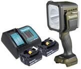 Makita Baustrahler DML 812 SM 18 V 1250 lm LED Olive Gr&uuml;n + 2x Akku 4,0 Ah +