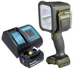 Makita Baustrahler DML 812 SM1 18 V 1250 lm LED Olive Gr&uuml;n + 1x Akku 4,0 Ah +