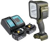 Makita Baustrahler DML 812 SF 18 V 1250 lm LED Olive Gr&uuml;n + 2x Akku 3,0 Ah +