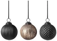 Villeroy & Boch Dekofigur Black XMAS Glas-Weihnachtskugeln 3tlg. 10 x 8 cm...