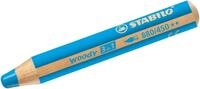 STABILO Buntstift Holzfarbstift woody 3 in 1 cyanblau Packung mit 5 St&uuml;ck