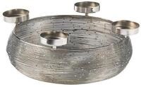 Kobolo Kerzenhalter Dekokranz rund aus Metall in silber f&uuml;r 4 Kerzen