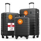 Travely Koffer Polycarbonat Koffer Set - 3 teiliges Kofferset, XL + L + M, 4 Rollen,
