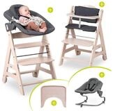 Hauck Hochstuhl Beta Plus Whitewashed - Dark Grey, Babystuhl ab Geburt inkl. Aufsatz