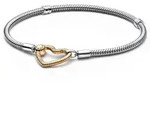 Pandora Charm-Armband Damen925 Silber mit Goldfarbenem Herz-Verschluss...