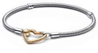 Pandora Charm-Armband Damen925 Silber mit Goldfarbenem Herz-Verschluss