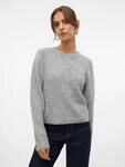 Strickpullover VERO MODA "VMNOVAH LS O-NECK PULLOVER GA NOOS", Damen, Gr. XS, grau