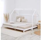 Homestyle4u Kinderbett Familienbett 90x200-187x200 Kinderbett Wei&szlig; inklusive