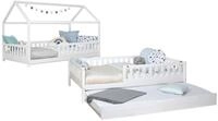 Ticaa Hausbett Duo mit Rausfallschutz und Zusatzbett aus Kiefer, Bodenbett...