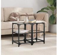 vidaXL Couchtisch, Couchtische mit Glasplatte 2 Stk. Transparent 30x30x45 cm...