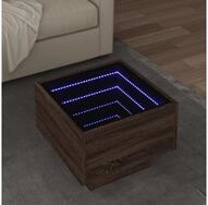 vidaXL Bartisch, Beistelltisch mit LED Braun Eichen-Optik 40x40x30 cm
