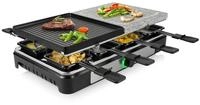 Tristar Raclette, 8 Raclettepf&auml;nnchen, 1400 W, Tischgrill Grill- & Steinplatte 5in1