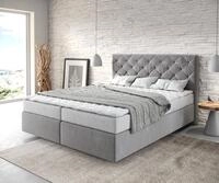 DELIFE Boxspringbett Dream-Great, Mikrofaser Grau 160x200 cm mit Matratze und Topper