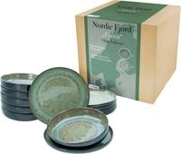 CreaTable Teller-Set Nordic Fjord (12-tlg), 6 Personen, Steinzeug,...