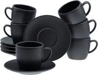CreaTable Cappuccinotasse Soft Touch Black, 12-tlg., Steinzeug, 12-teiliges...