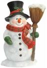 dazikemo Gartenfigur Dekofigur Gartenfigur Schneemann mit Besen