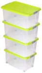 BigDean Aufbewahrungsbox 4 St&uuml;ck Eurobox mit Deckel und Rollen 60 X 40 X 32,5 cm
