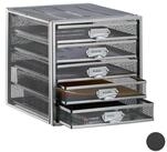relaxdays Schubladenbox A4 mit 5 F&auml;ch, silber