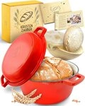 Krustenzauber Brotbackform Brotbackform Gusseisen Topf Brot Backen [inkl. G&auml;rkorb]